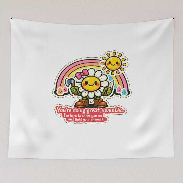 Item preview, Pink Bow Daisy Fight Your Enemies Meme Sticker designed and sold by MIROUZ2000.