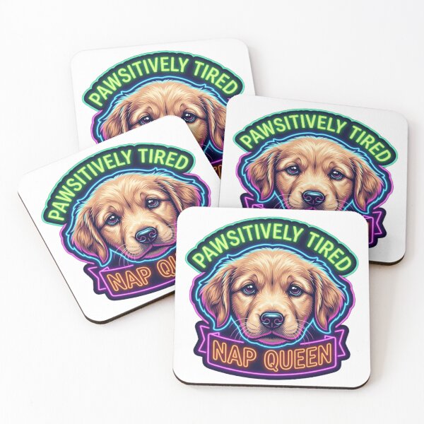 Item preview, Dog Pawsitively Tired Nap Queen Neon Sticker designed and sold by ArtisticShape.