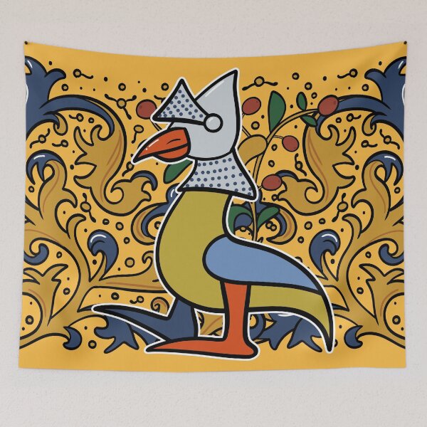 Item preview, Cute Medieval Bird Knight Illustration Design designed and sold by MariOyama.