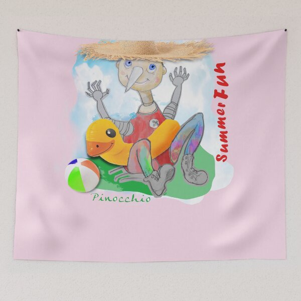 Item preview, Summer Fun Playing Wood PINOCCHIO with Swimming Duck (Original Drawing by ACCI) designed and sold by VanyssaGraphics.