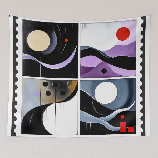 Item preview, quiet orbits stamp colorful geometric abstract design designed and sold by SmashingDeals.