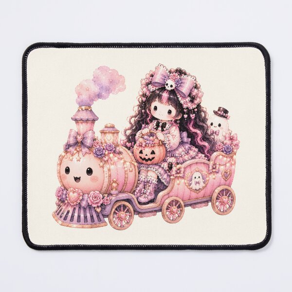 Item preview, Kawaii Ghost Pumpkin Train | Coquette Halloween Pastel Goth Locomotive designed and sold by looplandger.