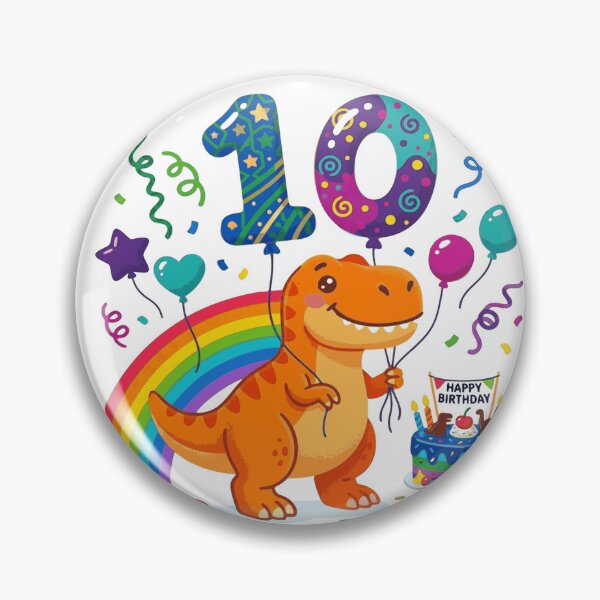 Item preview, 10th T-rex birthday dino lover balloons and a rainbow designed and sold by Tronstell.