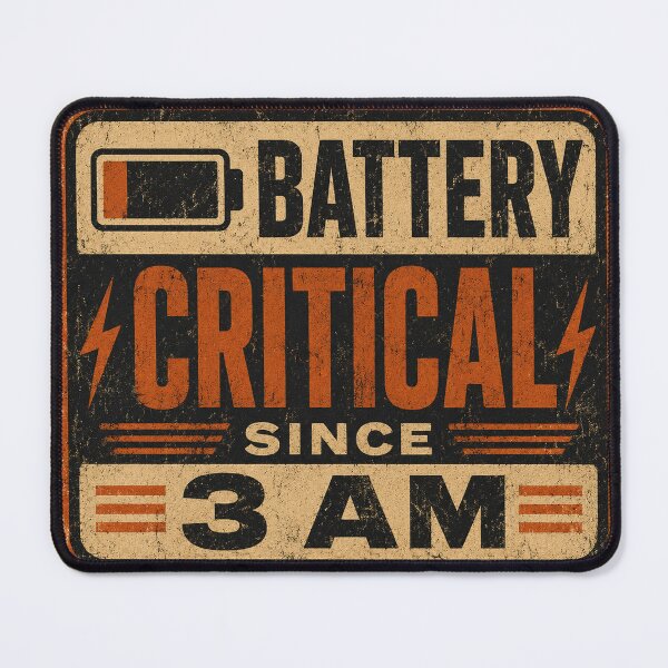 Item preview, Battery Critical Since 3 AM - Funny Night Shift Worker Retro Design designed and sold by JustResultsCo.