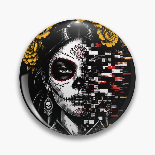 Item preview, Cyberpunk Calavera Glitch Art: Yami System Error designed and sold by saamessart.