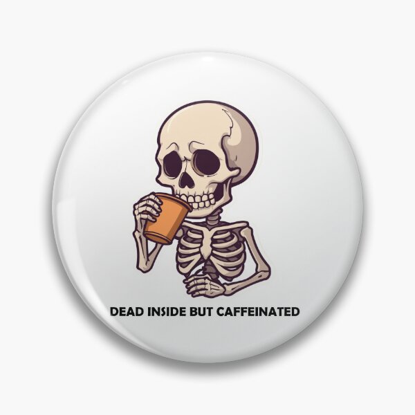 Item preview, Tired Skeleton Drinking Coffee Retro designed and sold by TheAkyolStudio.