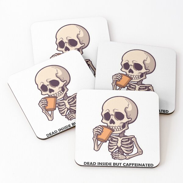 Item preview, Tired Skeleton Drinking Coffee Retro designed and sold by TheAkyolStudio.
