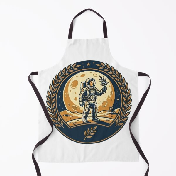 Item preview, Astronaut Holding Olive Branch on Moon Emblem Space Art designed and sold by Fatomfatom.