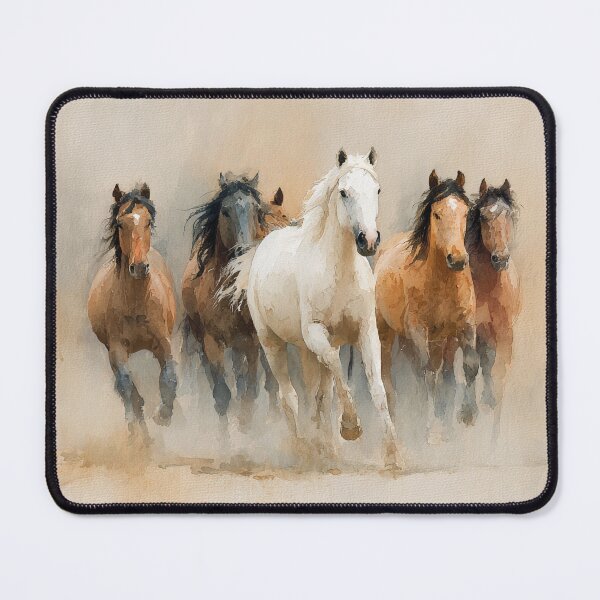 Item preview, Herd of horses running wild across a dusty plain in watercolor style designed and sold by Sasas Design.