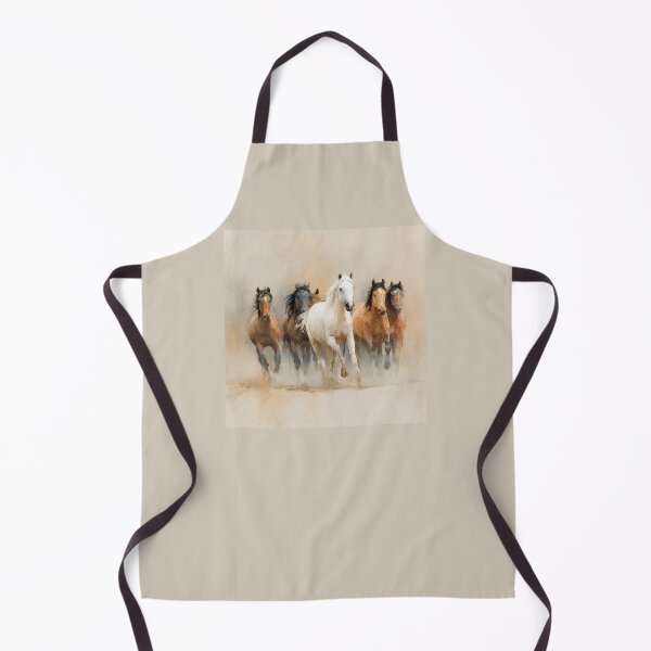 Item preview, Herd of horses running wild across a dusty plain in watercolor style designed and sold by Sasas Design.