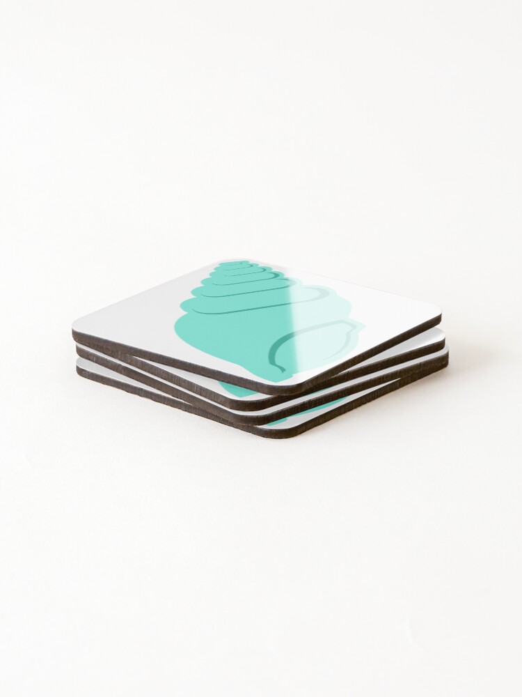 Thumbnail 4 of 5, Coasters (Set of 4), Teal Conch Shell designed and sold by Risa-C.