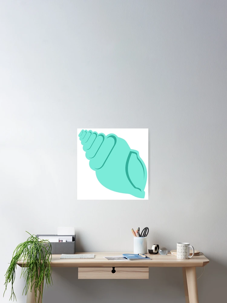 Thumbnail 2 of 3, Poster, Teal Conch Shell designed and sold by Risa-C.