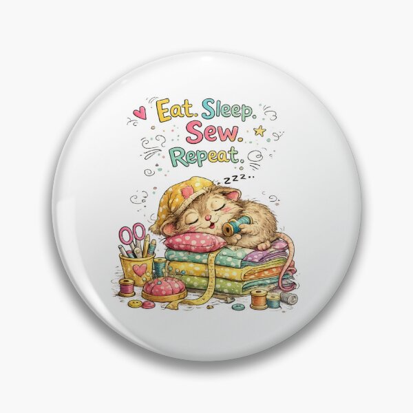 Item preview, Eat Sleep Sewing Repeat Funny Sewing Quote | Seamstress Quilter Craft Lover Design designed and sold by EverStitchStudio ★★★★★.