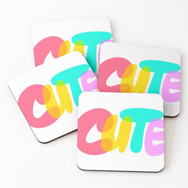 Item preview, "CUTE" Colorful Bubble Letters – Bold Overlapping Typography Illustration designed and sold by BuckaBaby.