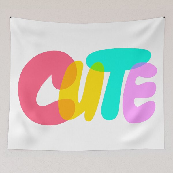 Item preview, "CUTE" Colorful Bubble Letters – Bold Overlapping Typography Illustration designed and sold by BuckaBaby.