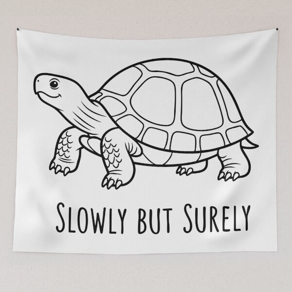 Item preview, Minimalist Turtle Slowly But Surely Cute Line Art designed and sold by Orviona.