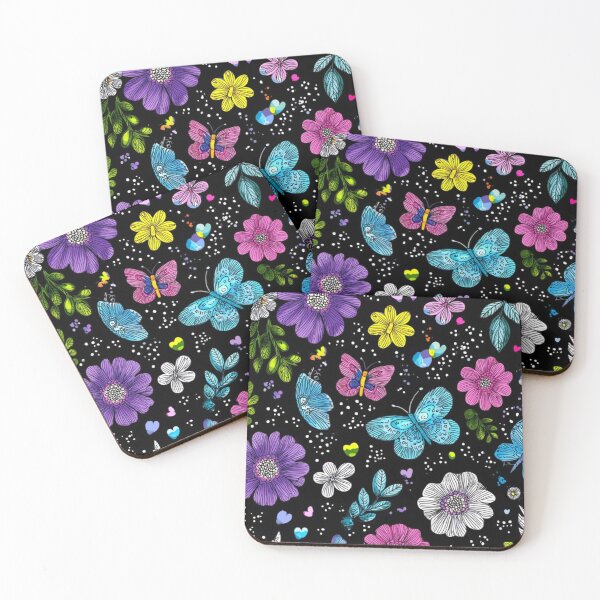 Item preview, Whimsical Butterfly Garden on Midnight Black designed and sold by INKRebelGraphic.