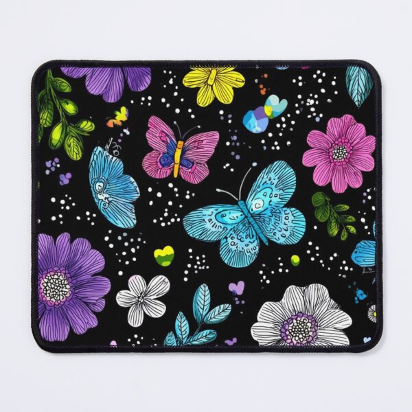 Item preview, Whimsical Butterfly Garden on Midnight Black designed and sold by INKRebelGraphic.