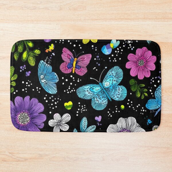 Item preview, Whimsical Butterfly Garden on Midnight Black designed and sold by INKRebelGraphic.