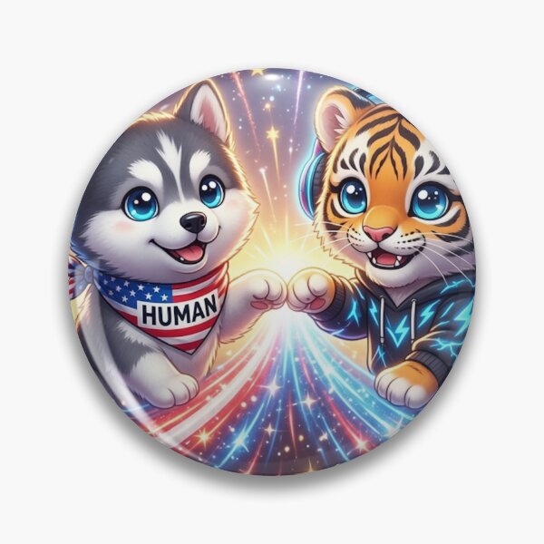 Item preview, 4th of July Tiger Wolf Fist Bump — Human AI Art — NeoTigLuna designed and sold by NeoTigLuna.