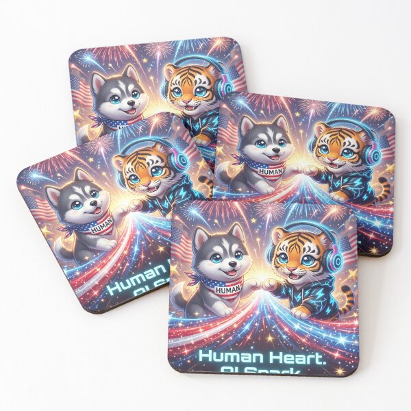 Item preview, 4th of July Tiger Wolf Fist Bump — Human AI Art — NeoTigLuna designed and sold by NeoTigLuna.