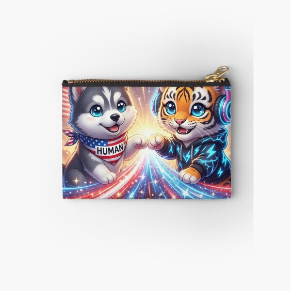Item preview, 4th of July Tiger Wolf Fist Bump — Human AI Art — NeoTigLuna designed and sold by NeoTigLuna.