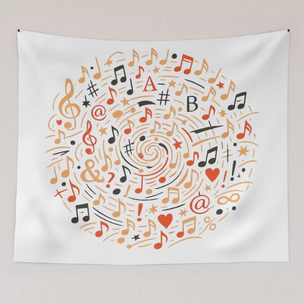 Item preview, Rose Gold Spiral Music Symbols – Abstract Minimal Line Art Composition designed and sold by Joyfulfabric.