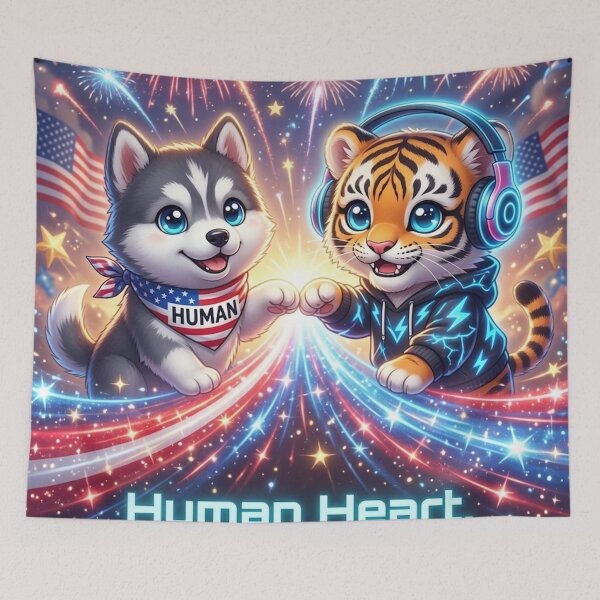 Item preview, 4th of July Tiger Wolf Fist Bump — Human AI Art — NeoTigLuna designed and sold by NeoTigLuna.