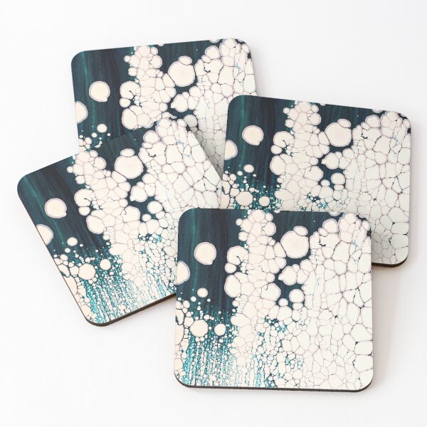 Item preview, Aqua Cells – Abstract Teal and Cream Cellular Pour Painting Texture designed and sold by BuckaBaby.
