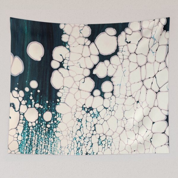 Item preview, Aqua Cells – Abstract Teal and Cream Cellular Pour Painting Texture designed and sold by BuckaBaby.