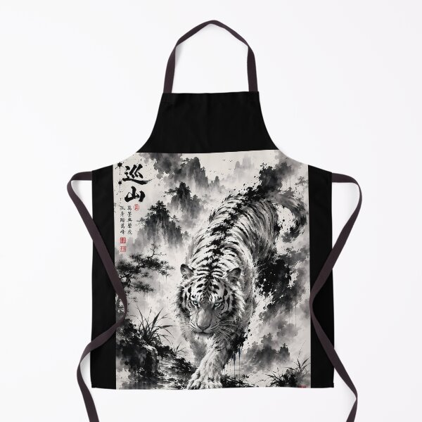 Item preview, Patrolling the Mountains | White Tiger Ink Wash Art designed and sold by ManJiangHong.