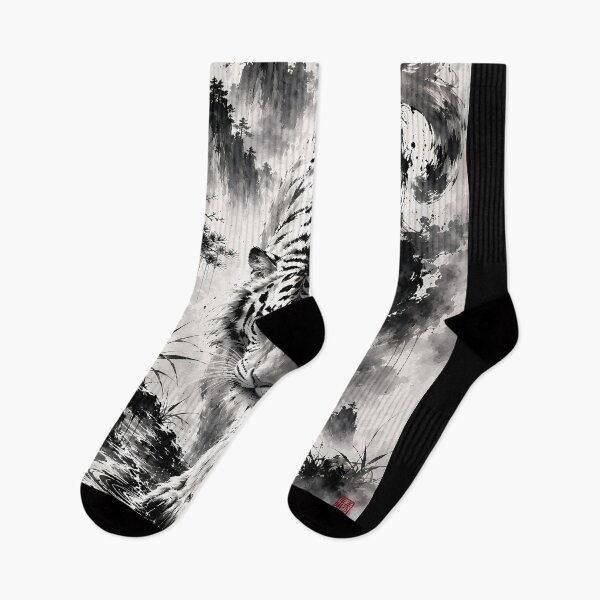 Item preview, Patrolling the Mountains | White Tiger Ink Wash Art designed and sold by ManJiangHong.