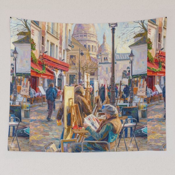 Item preview, Montmartre Paris Place du Tertre Art Market Painting designed and sold by CARRAANN.