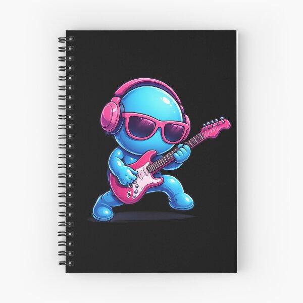 Item preview, Neon Blue Blob Guitarist – Cute Music Character with Headphones Art designed and sold by ArtoryWorks.