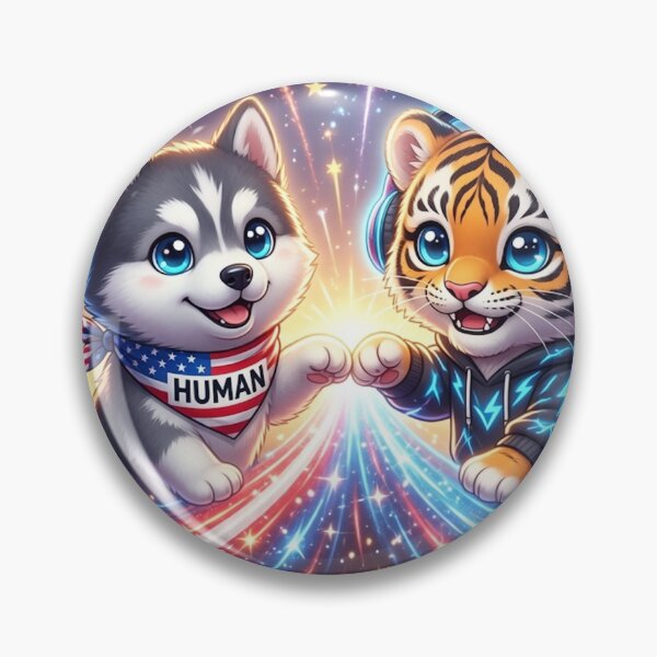 Item preview, 4th of July Tiger Wolf Fist Bump — Human AI Art — NeoTigLuna designed and sold by NeoTigLuna.