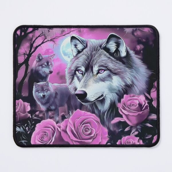 Item preview, Moonlit Wolf Rose Garden Fantasy designed and sold by INKRebelGraphic.