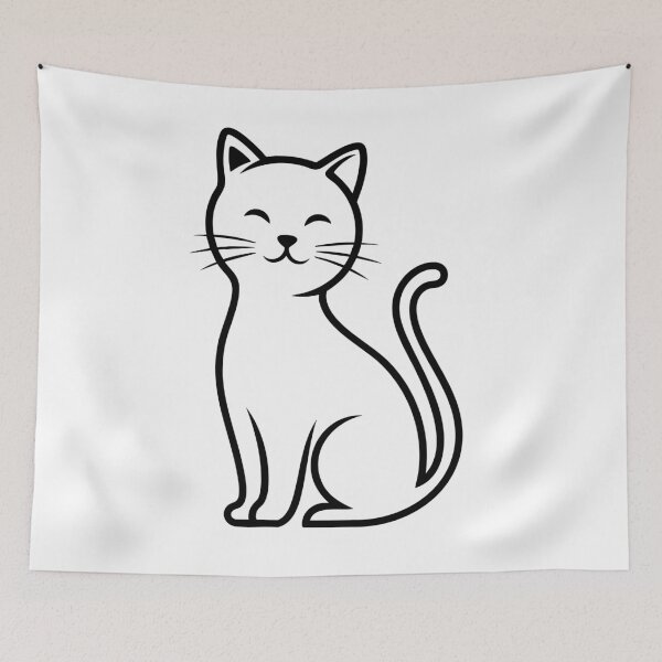 Item preview, Minimalist Cute Cat Happy Line Art Illustration designed and sold by Orviona.
