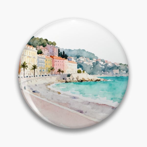 Item preview, Sunny Watercolor Promenade In Nice France designed and sold by drchzak.