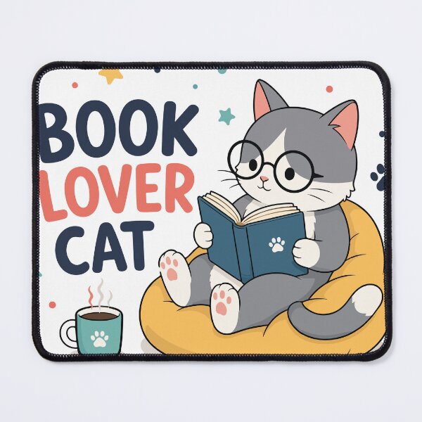 Item preview, Book Lover Cat Cute Reading Cat Bookworm Illustration for Book Lovers designed and sold by banglalook.