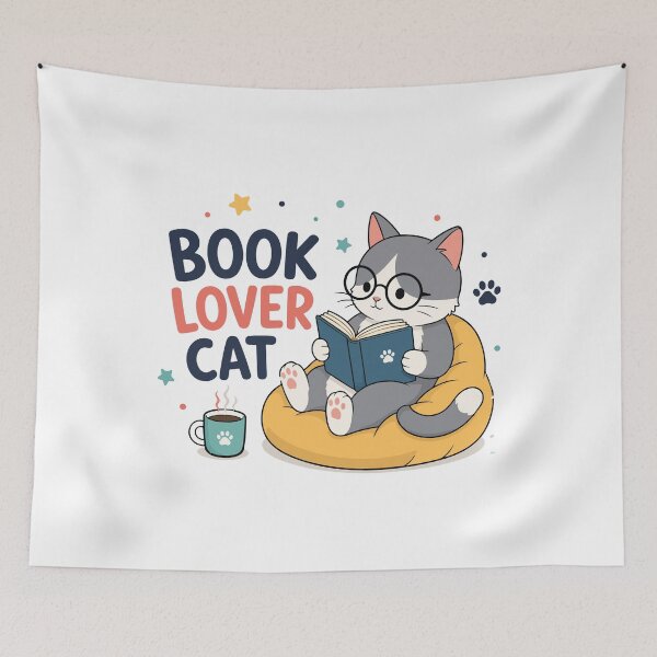 Item preview, Book Lover Cat Cute Reading Cat Bookworm Illustration for Book Lovers designed and sold by banglalook.