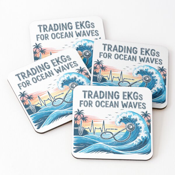 Item preview, Ocean Waves Over EKG Days | Coastal Cardiology Graphic designed and sold by EverFind.