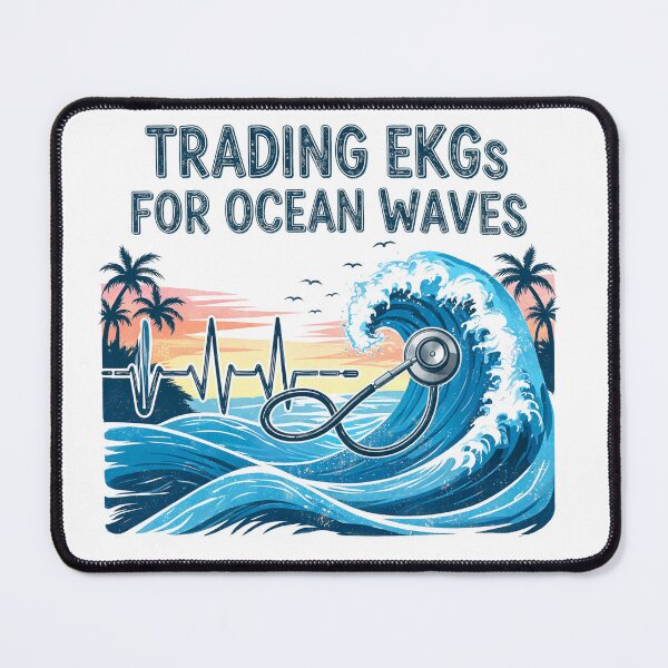 Item preview, Ocean Waves Over EKG Days | Coastal Cardiology Graphic designed and sold by EverFind.