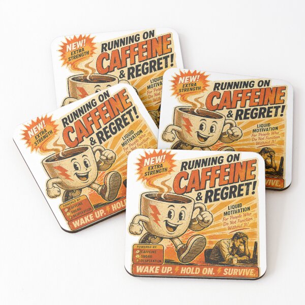 Item preview, Running On Caffeine And Regret - Funny Retro Night Shift Design designed and sold by Golden Era Studio.