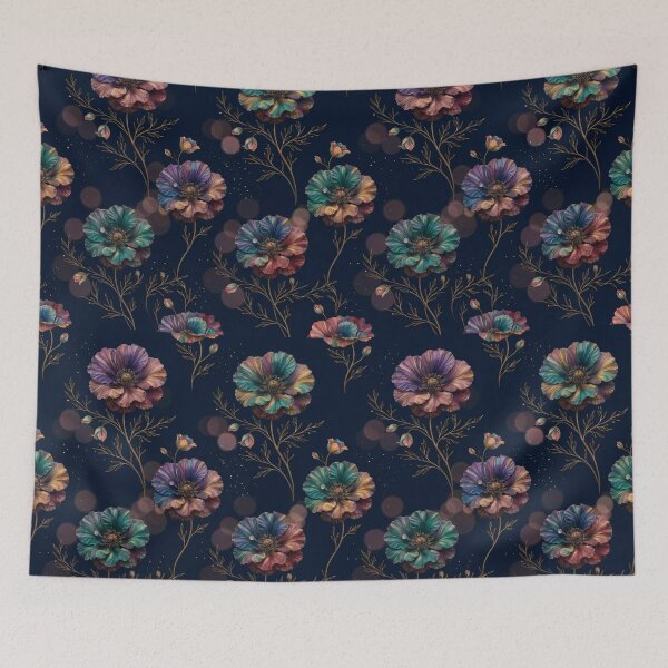 Item preview, Midnight Rainbow Poppies – Elegant Floral Pattern designed and sold by CunningMaskPrints.