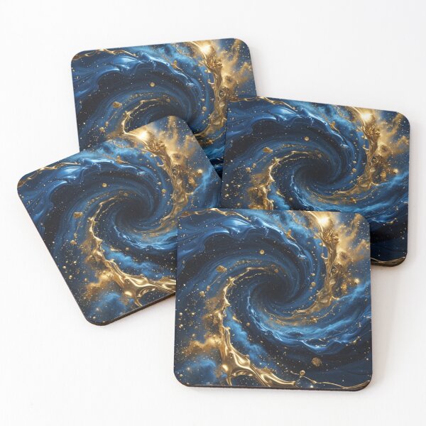 Item preview, Blue Gold Metallic Liquid Swirl Abstract designed and sold by Pioneer Spirit Market.