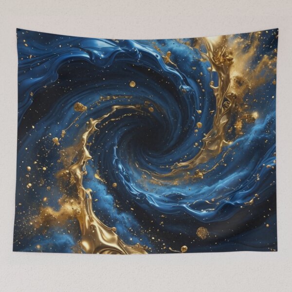 Item preview, Blue Gold Metallic Liquid Swirl Abstract designed and sold by Pioneer Spirit Market.
