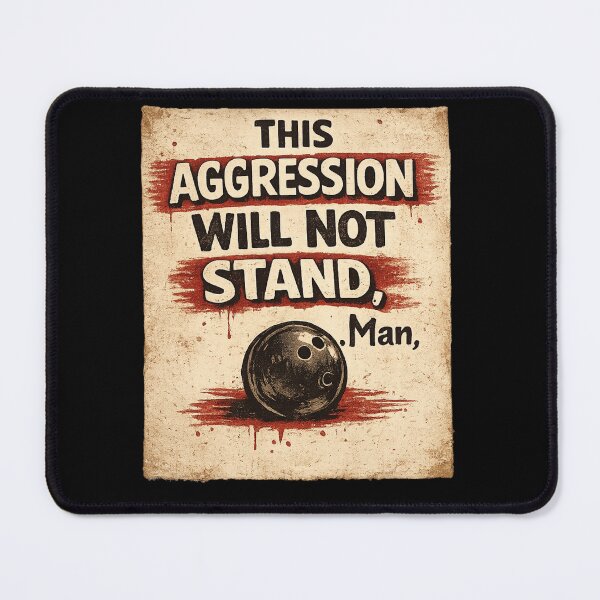 Item preview, This Aggression Will Not Stand, Man — Big Lebowski Quote Nostalgia Shirt designed and sold by CerealBoxInk.