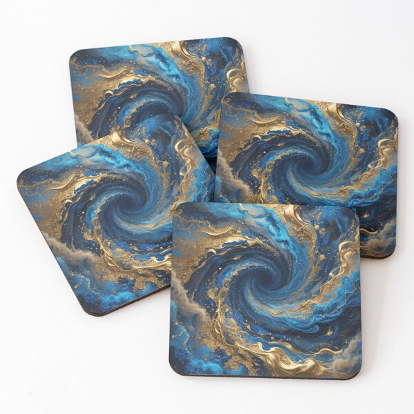 Item preview, Blue Gold Abstract Fluid Swirl designed and sold by Pioneer Spirit Market.