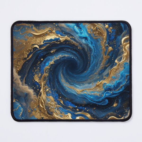 Item preview, Blue Gold Abstract Fluid Swirl designed and sold by Pioneer Spirit Market.