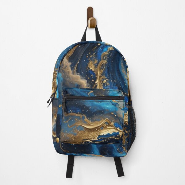 Item preview, Blue Gold Abstract Fluid Swirl designed and sold by Pioneer Spirit Market.